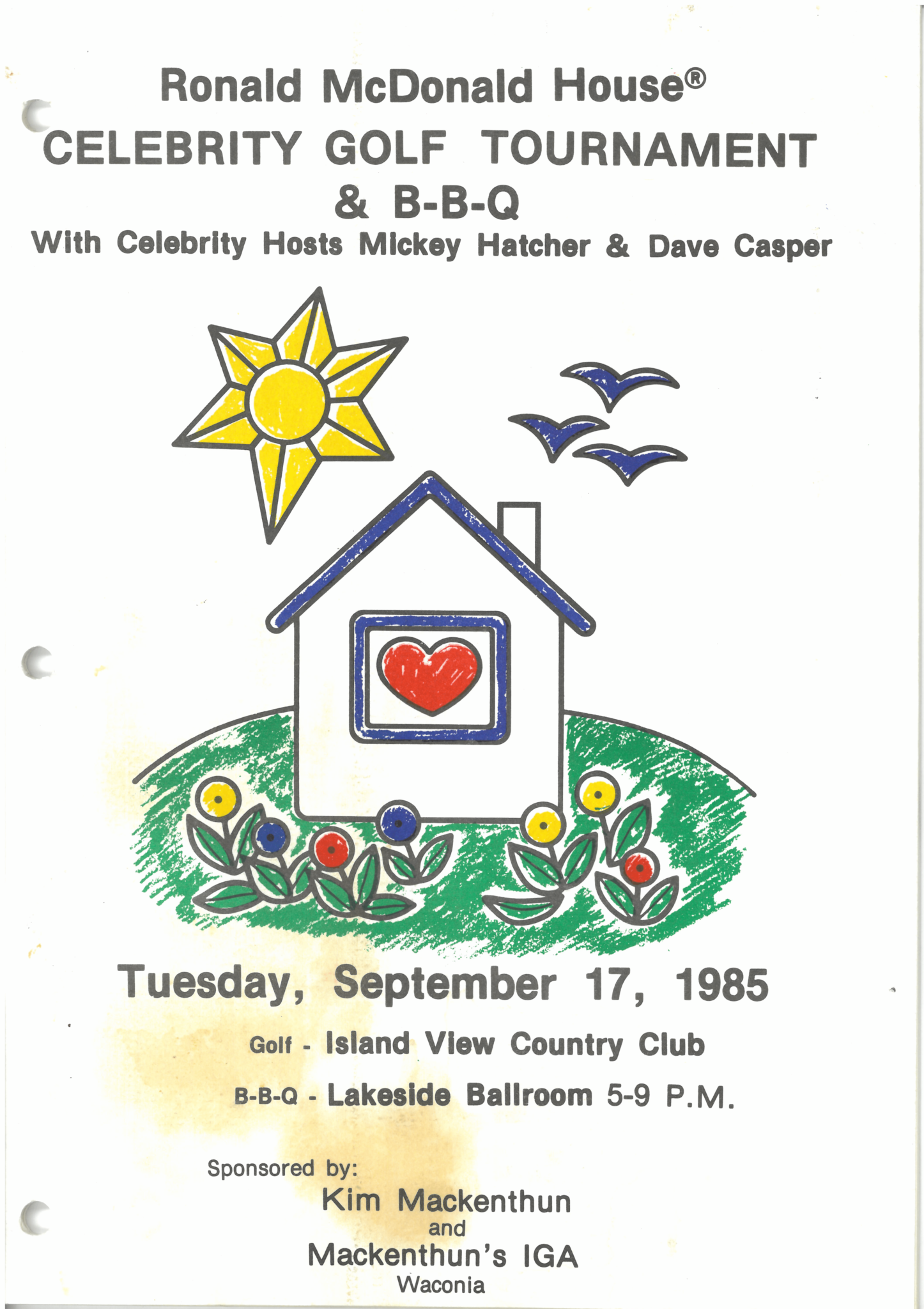 1985 Ronald McDonald House Celebrity Golf Tournament & BBQ pg 1