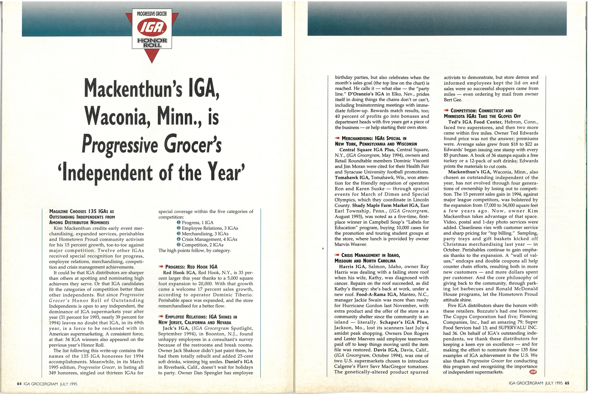 1995 Progressive Grocer's Independent of the Year