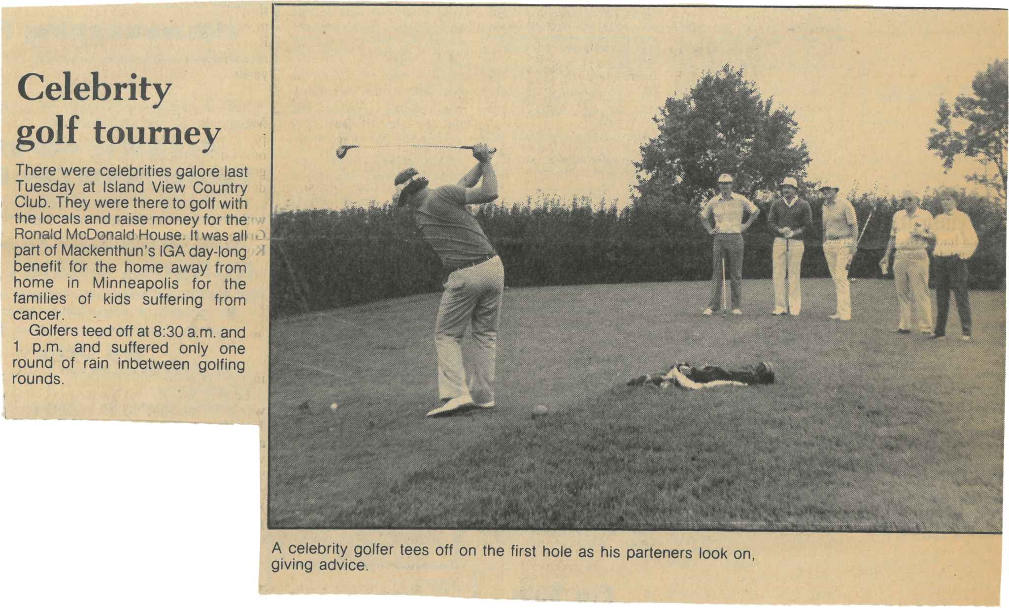 September 26 1985 Patriot Newsclipping from Ronald McDonalds House Celebrity Golf Tourn