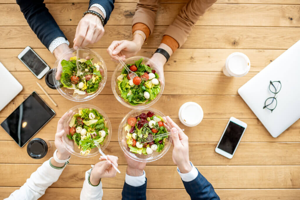 business lunch with salads for the lunch category