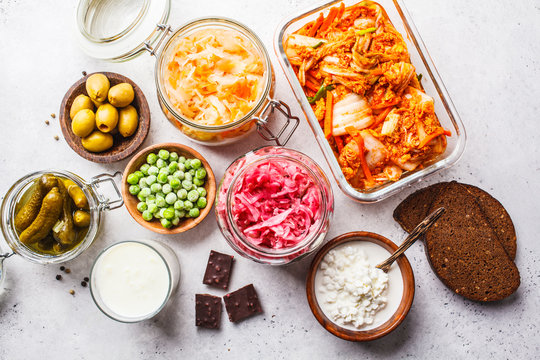 A variety of fermented foods. Image source: vaaseenaa | Adobe Stock