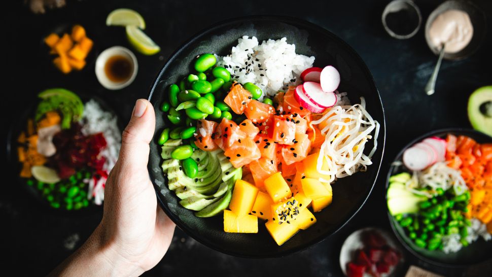 A colorful bowl of salmon poke. Image source: George Fox University